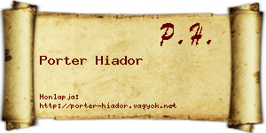 Porter Hiador névjegykártya
